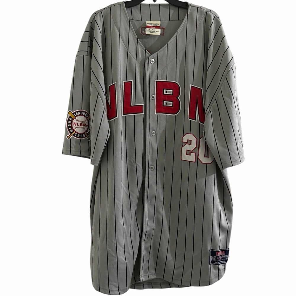 NLBM Negro Leagues Museum 1920 Jersey 4X Gray Pinstripe‎ Big Boy Headgear